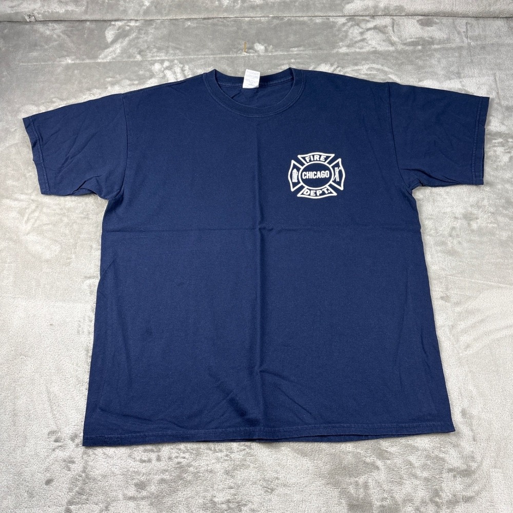 Collectible Gildan Chicago Fire Dept Navy Blue T-Shirt Mens L